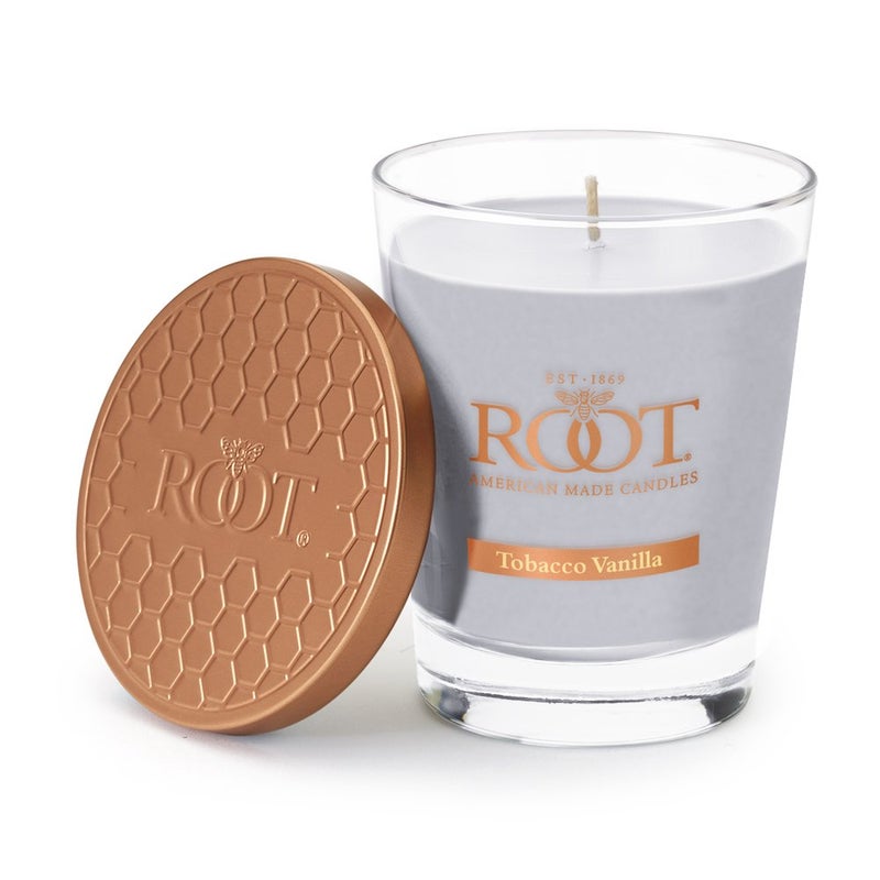 Root Candles شموع روت المعطرة شموع شمع العسل فيريغلاس مصنوعة يدويًا من مزيج شمع النحل، كبيرة، توباكوا فانيلا - Image 1